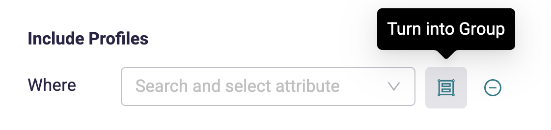An example of the option to turn into a group. The icon is a square with two rectangles inside.